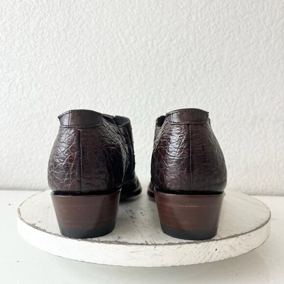 Rod Patrick Womens Brown Loafers 8.5 Caiman Leather Western Boots Slip On Shoes - Picture 3 of 11